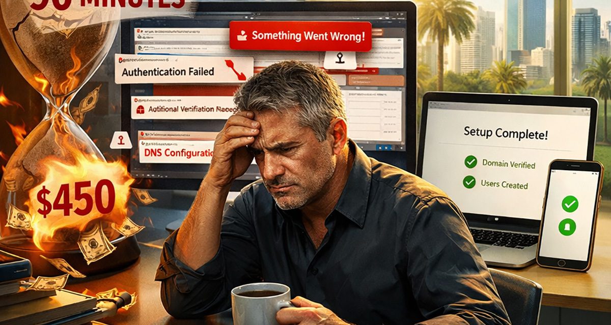 Why Setting Up Business Email Shouldn’t Take 90 Minutes: A Cautionary Tale About Microsoft 365 vs Google Workspace